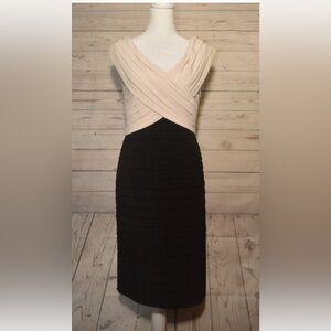 Tadashi Collection Women's Size Small Cream and Black Bandage Dress
